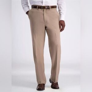 Men's Haggar Classic Fit Stretch Twill Pants, Medium Khaki, 44Wx32L, NWT